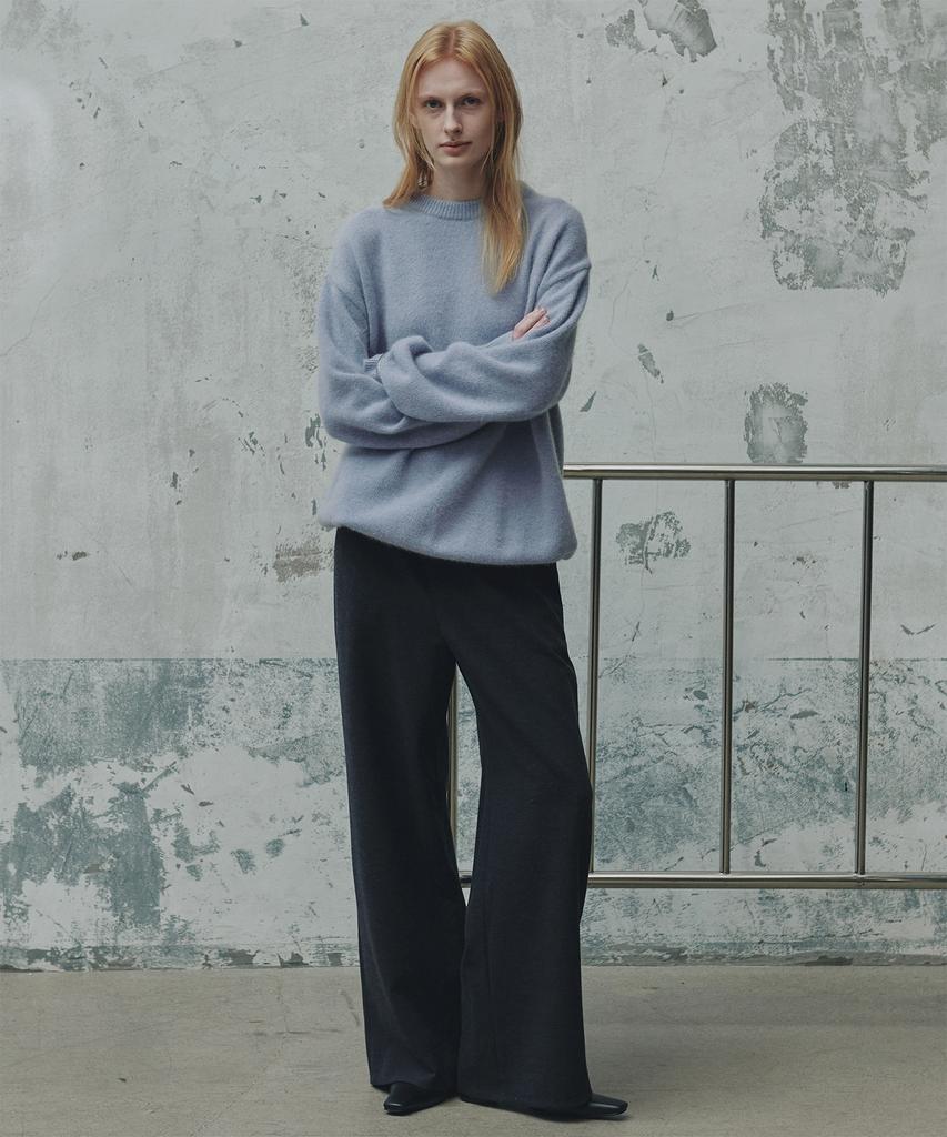 FROMWHERE Winter Wool Elastic Pants_Navy Black