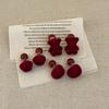 Autumn And Winter Red Flocking Love Bear Pearl Stud Earrings Women Wear Unique Personality Exquisite Versatile Earrings
