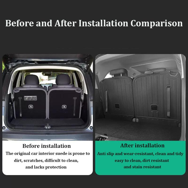 Car Trunk Mat For Hyundai Kona Electric 2023-2025 TPE Rear Seat Backrest Mat All Weather Waterproof Cargo Liner Trunk Floor Mats
