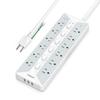 Power Tap with Switch Extension Cord 2m USB Outlet TESSAN 12 AC Outlets 3 USB Ports Table Tap Wall Mount Multi Tap OA Tap Wide Outlet Octopus Foot