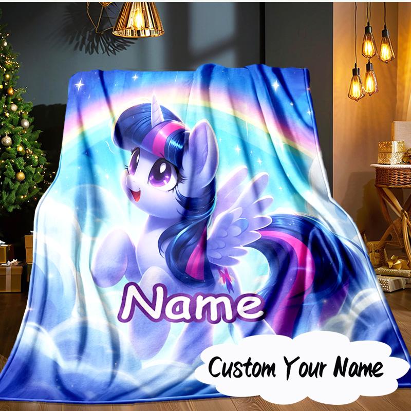 Custom Name Rainbow Unicorn Dream Blanket Ideal Bedding Blanket Perfect for Travel, Camping, Living Rooms, Offices, Sofas, Fan Christmas Gift