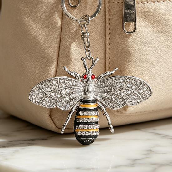 Schlüsselanhänger Anhänger Zinklegierung Strasssteine Bienenform Schlüsselanhänger mit Karabinerhaken Einfach aufzuhängen Schlüsselhalter Rucksack Auto Zubehör