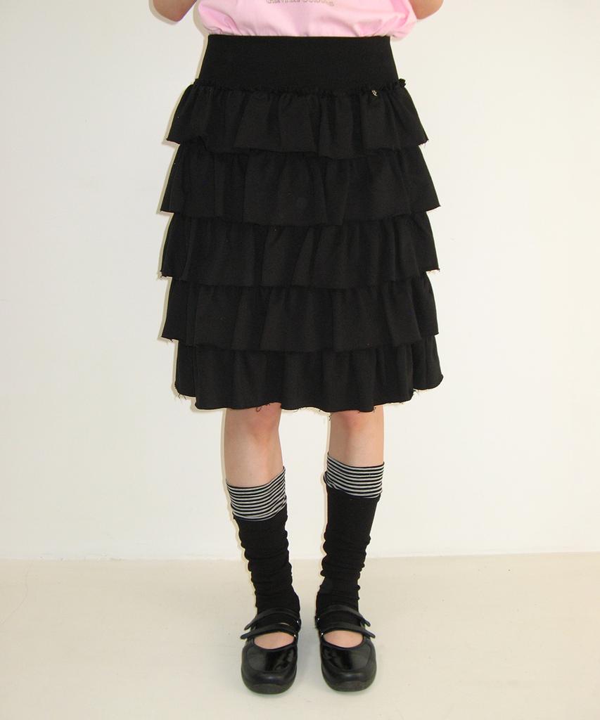 Ronron Cancan Tiered Midi Skirt Black
