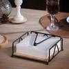 Metal Flat Napkin Holder Wooden Base Serviette Holder Sturdy Tissue Organizer  for Dining Table
