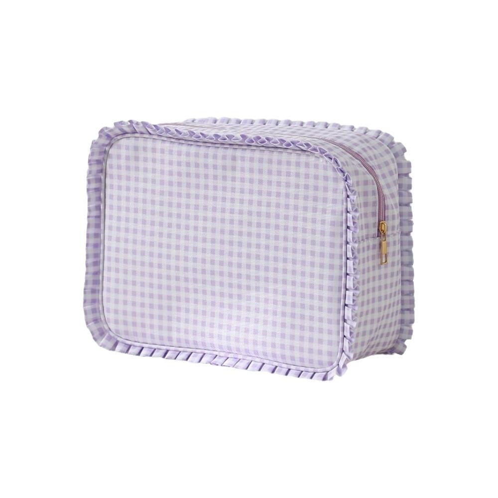 Waterproof Lacework Makeup Bags Nylon Grid Printing Storage Bag Toiletry Organizer  for Women Girls