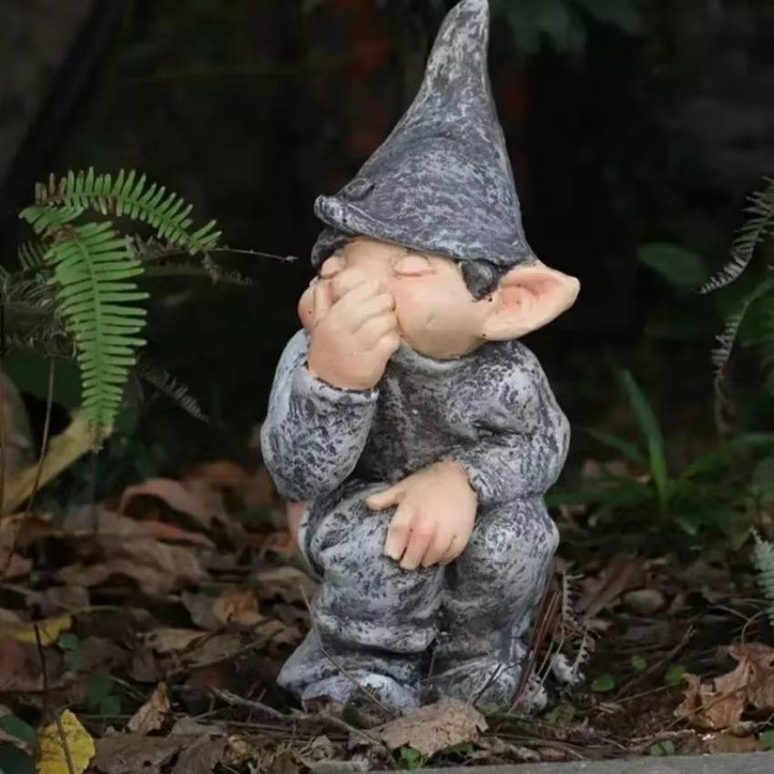 1 Pièce Statue en Résine Décoration de Jardin Nain en Train de Chier Ornement Maison Cour Pelouse Décoration Artisanat Gnome Drôle