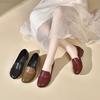 2024 Autumn Simple Temperament Low Heel Round Head Flat Shoes Women's Work Shoes Soft Leather Shallow Mouth Small Single Shoes Women's Four Seasons S