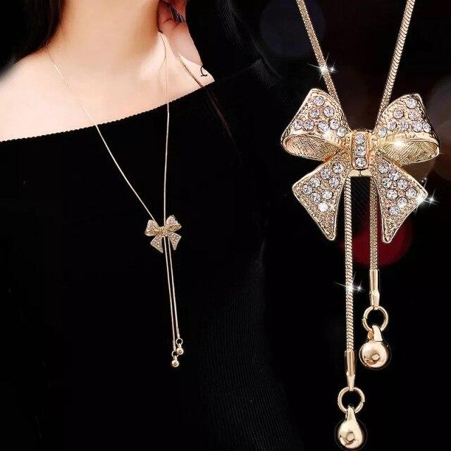 Snowflake Zircon Long Chain for Women Mode Silver Färg Kristall Maxi Halsband & hängen Statement Collier Smycken