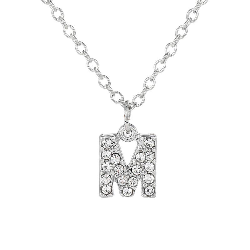Fashion Shining A-Z Letter Pendant Charm Necklace 26 Initial Alphabet Clavicle Chain Party Jewelry Gift