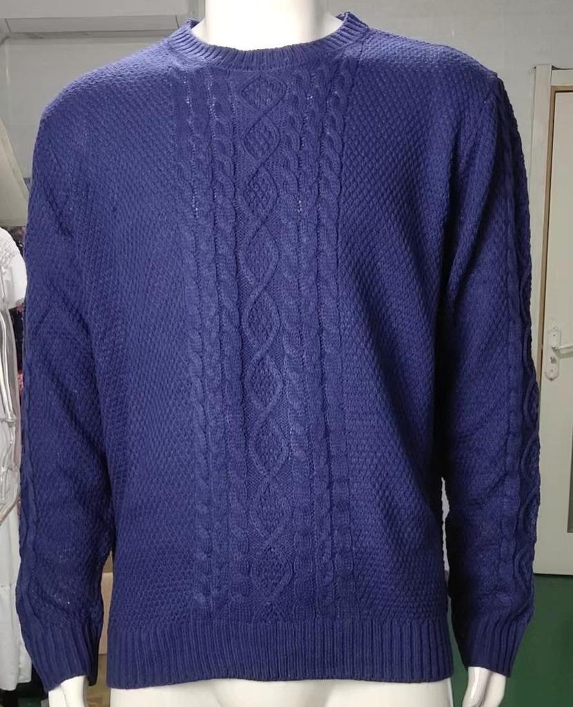 Men's 2025 Autumn/Winter Solid Color Round Neck Knit Sweater - European & American Style, Plus Size, Long Sleeve