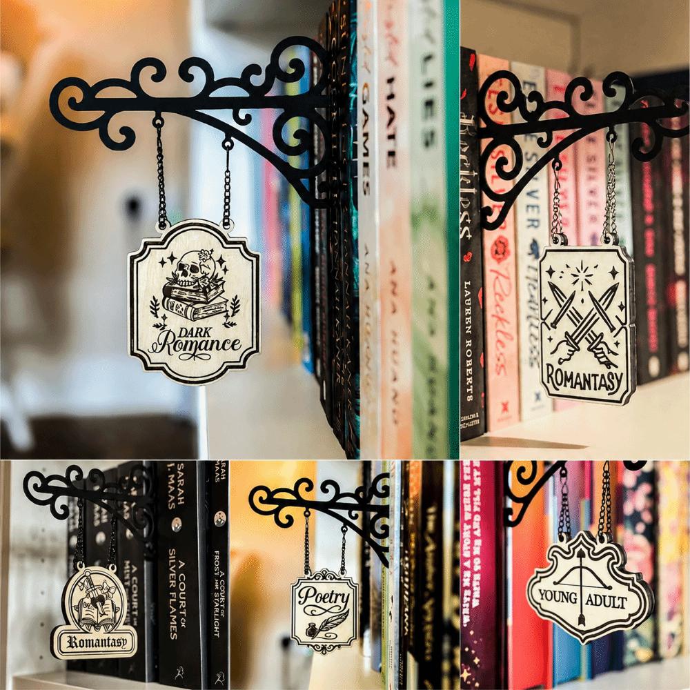 Creative Design Hanging Sign Wood Metal Material Bookshelf Decoration Book Storage Space
