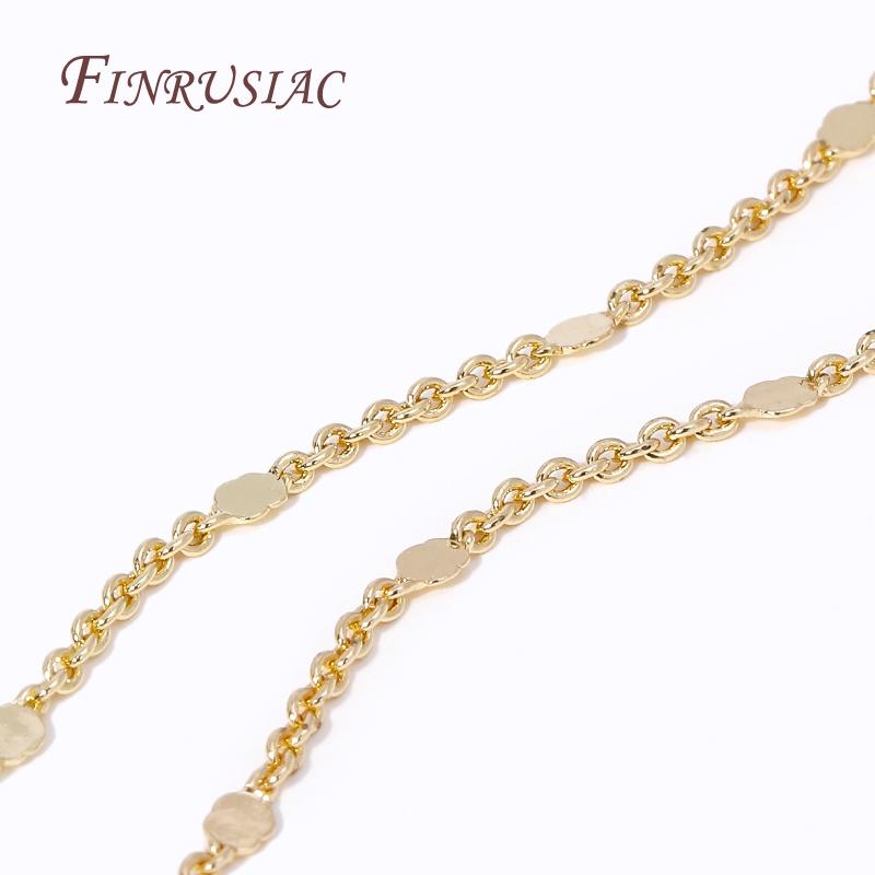 18K Gold Plated Brass with Round Shape Special Necklace Bracelets Chains High Quality Spool Chains DIY Jewelry Making Supplies