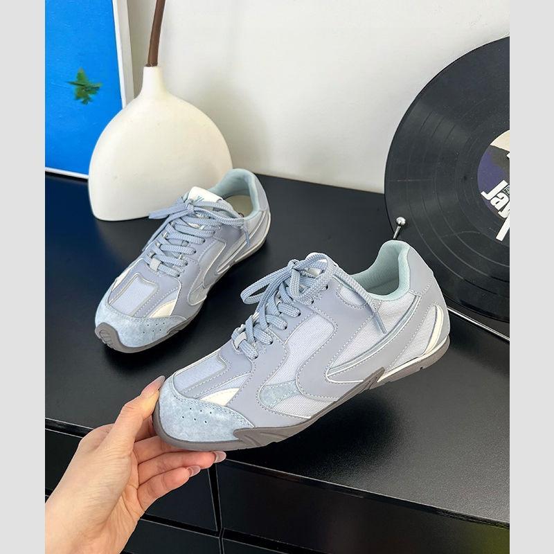 CM Inner Height Increase Soft Leather Silver German Training Shoes Women's New Mesh Breathable Leisure Sports Hiking Forrest Gump Shoes