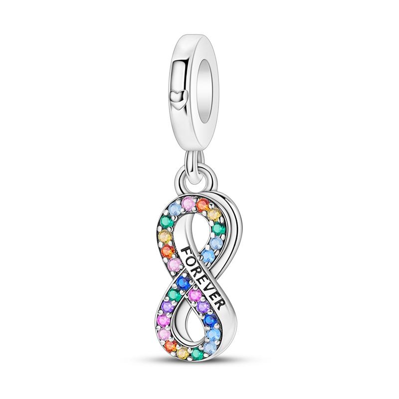 Sparkling copper Colorful Zircon Fixed Clip Bead Charms Angel Dangle Charm Compatible With Bracelets Necklaces Exquisite Gifts