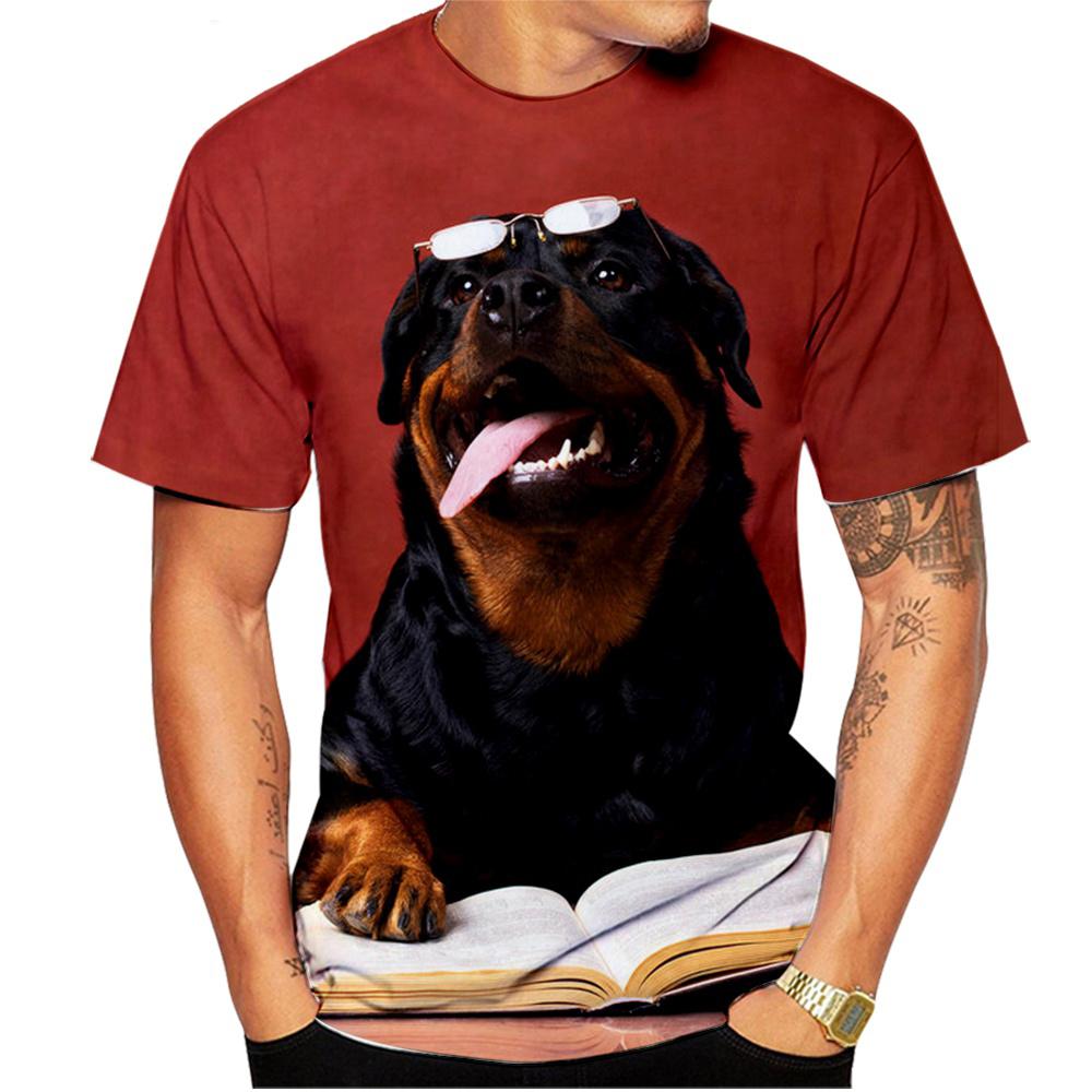 Mode d'été Hip Hop chien graphique t-shirts pour hommes personnalité décontracté 3D harajuku imprimé Animal col rond à manches courtes t-shirts haut