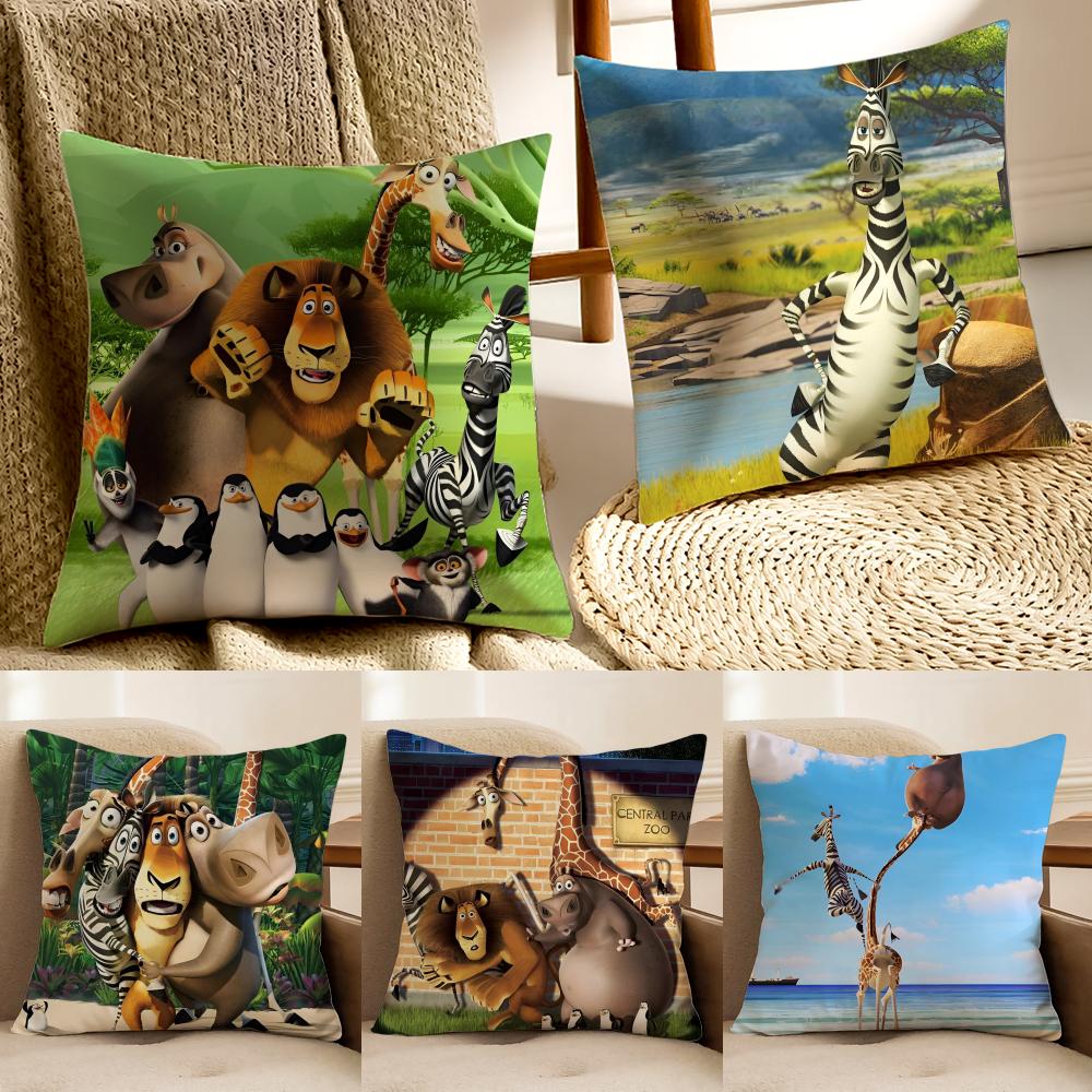 Funny American Movie MMadagascar Cushion Cover Pillowcase Antidustmite Living Room Sofa Decor Cushion Room
