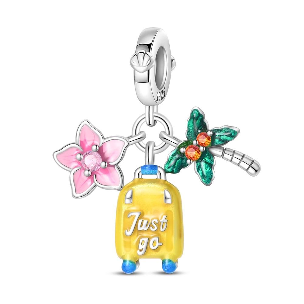 Radiant Copper Camera Airplane & Suitcase Dangle Charm Fit Original Bracelet Adventure Car Charm For Girls Fine Jewelry Gift