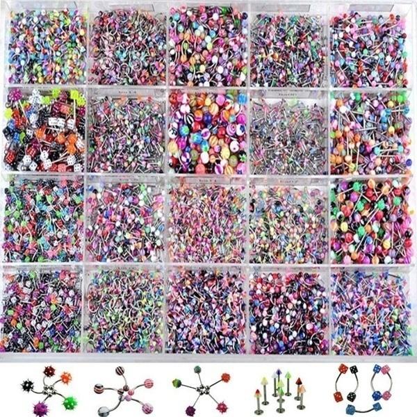 Stainless Steel Acrylic Piercing Mix Colors for Eyebrows Belly Lips Tongue Rings Nose Hoops Body Piercing Jewelry