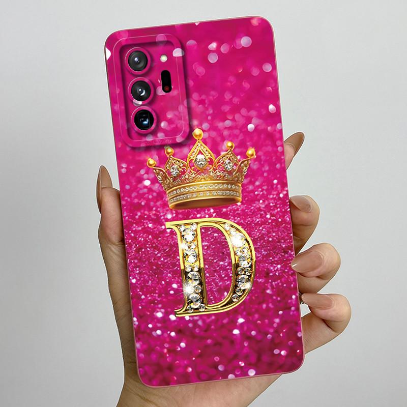 Case For Samsung Galaxy Note 20 Ultra Luxury Crown Letter Liquid Silicone Back Cover Soft Funda For Samsung Note20 20Ultra Coque