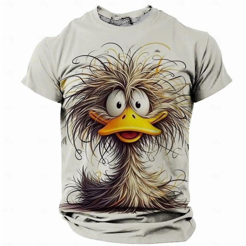 Rolig herr-t-shirt Djur Kycklingtryck Sommar Casual Kortärmad Tee Streetmode O-ringad Pullover Herrkläder i överstorlek