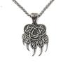 BAVIPOWER Bear Paw Pendant Necklace with Celtic Knot Pattern Stainless Steel Nordic Scandinavian Necklace Authentic Viking Jewelry