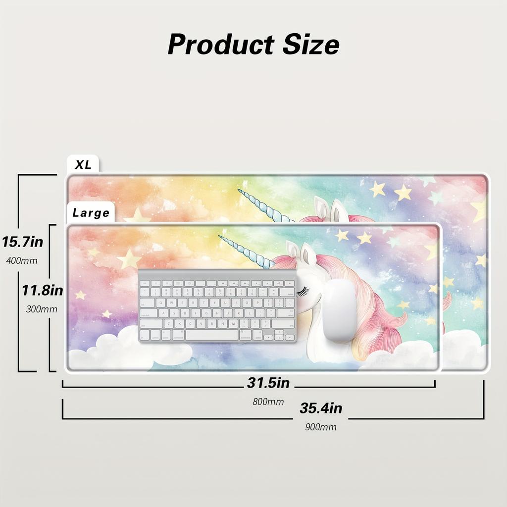 Large Rainybow Unicorn Mouse Pad 900x400x3MM Non-Slip Rubber Base Desk Mat for Keyboard and Computer Gaming Accessories Office