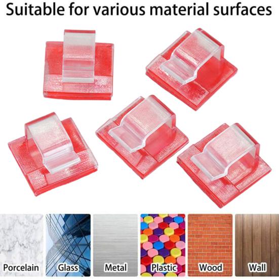 10/50Pcs Clear Cable Management Clip Self Adhesive Multi-functional Wire Fixing Clip Sticky Cord Holder Outdoor Christmas Fairy Light Organizer Clip