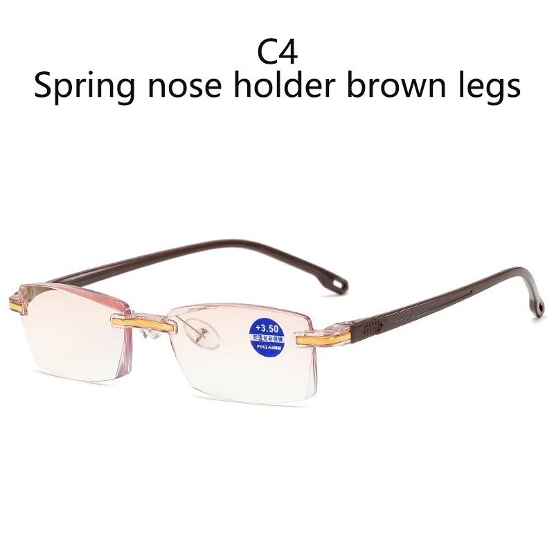 Reading Glasses Men Anti Blue Rays Presbyopia Goggles Women Vintage Rimless Eyewear Diopter +1.0 1.5 2.0 2.5 3.0 3.5 4.0