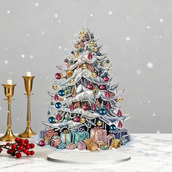 Christmas Tree Ornaments Acrylic Rhinestone Art Painting Table Decor Relaxing Xmas Crafts Unique Festive Holiday Gifts