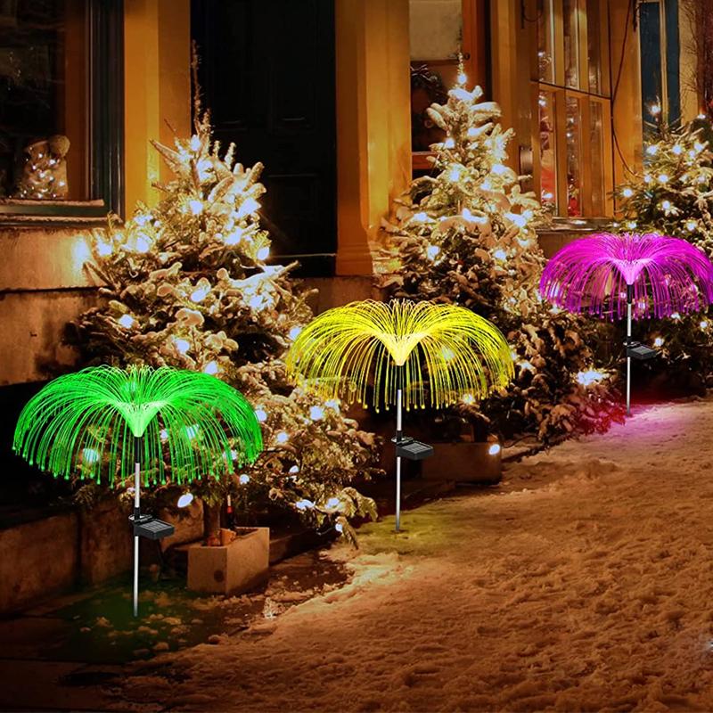 Solar Garden Lights Outdoor Waterproof Fiber Optic Jellyfish Lawn Lights Outdoor Patio Villa Yard Decor Night Light XYZ