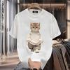 Personalized Cat Pure Cotton Printed Tshirt Unisexs and Unisexs Tshirt Summer New Loose Casual Round Neck Short Sleeved TShirt