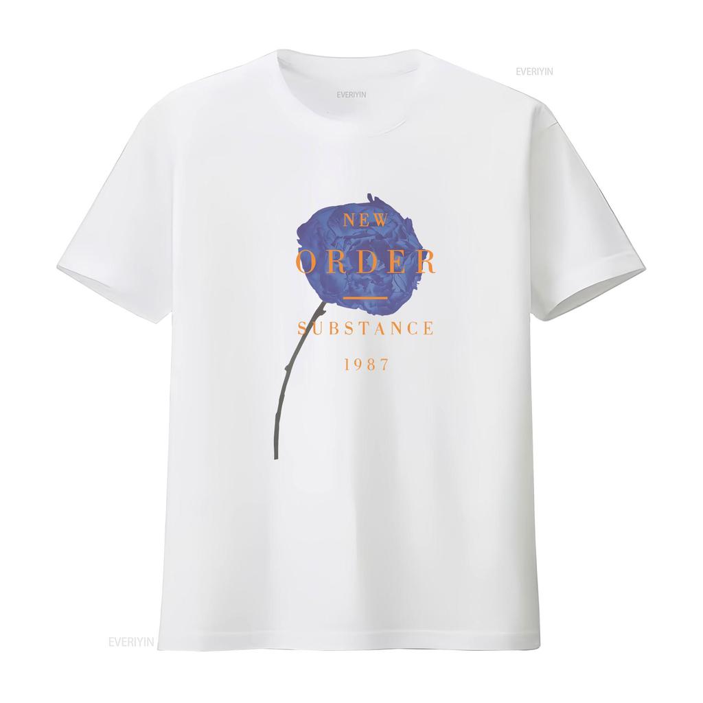 New Order Substance 1987 Band Album Vollformat T-Shirt S4538 Vintage Gewaschen Weich Vielseitig Lässig Leichtes Oberteil Für Den Alltag