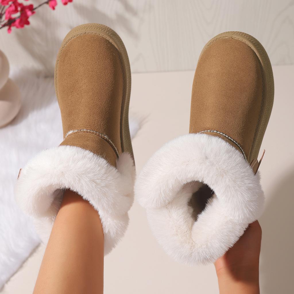 Fashion Women Snow Boots Winter New Round Toe Bow Platform Shoes for Women Anti-Slip Wear-Resistant Plush Boots Women Zapatos De Mujer
