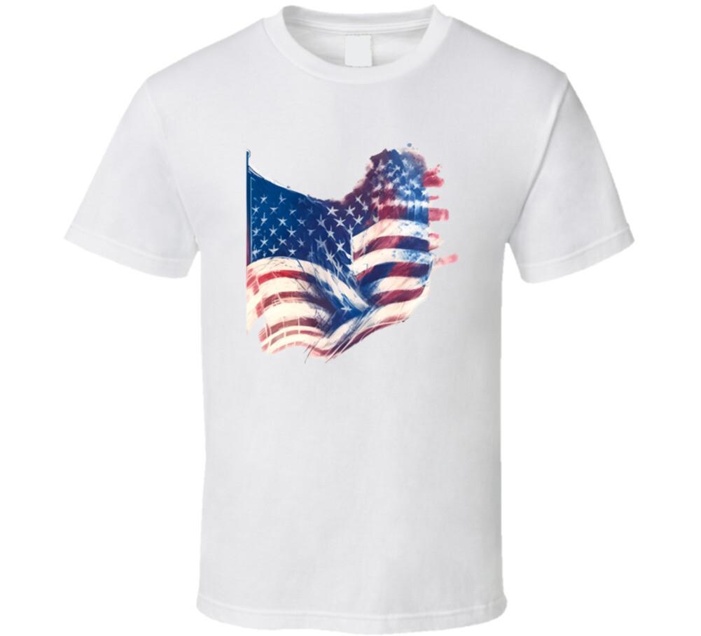 Painted American Flag Tee Patriotic TShirt Stars & Stripes Novelty Usa T-Shirt