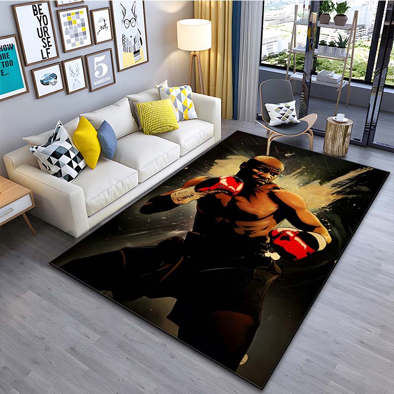 Boxing King Pattern T-Tyson Carpets 15 Sizes Living Room Bedroom Bedside Floor Mat Area Rug Man Cave Home Cloakroom Decoration