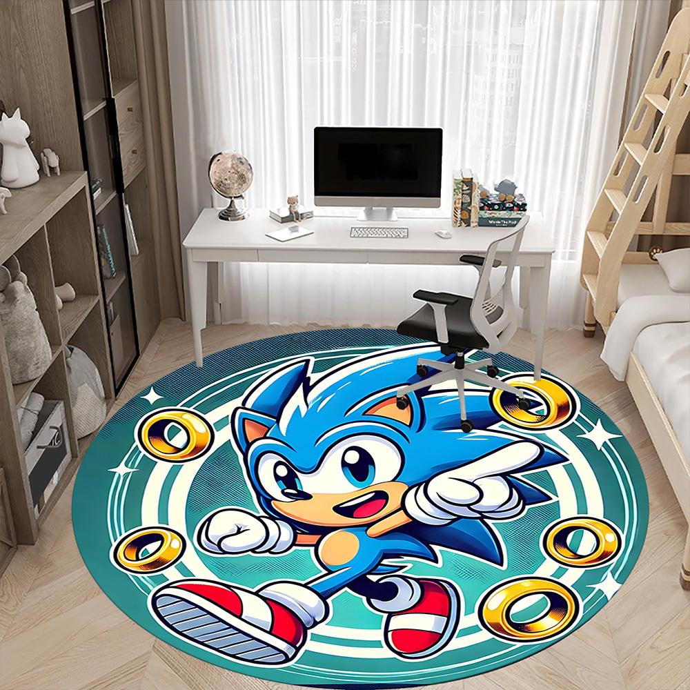 1pc Sonic Rings Office Round Area Rug, Bedroom Living Room Home Decor, Room Deco, Offic A1016138