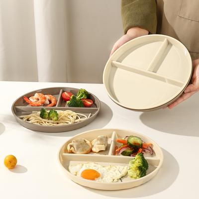 Assiette Repas en Plastique Divisée à 3 Compartiments Pour Enfants Étudiants Assiette Ronde Réutilisable pour Salade de Fruits Assiettes Micro-ondes et Lave-vaisselle Sécuritaires