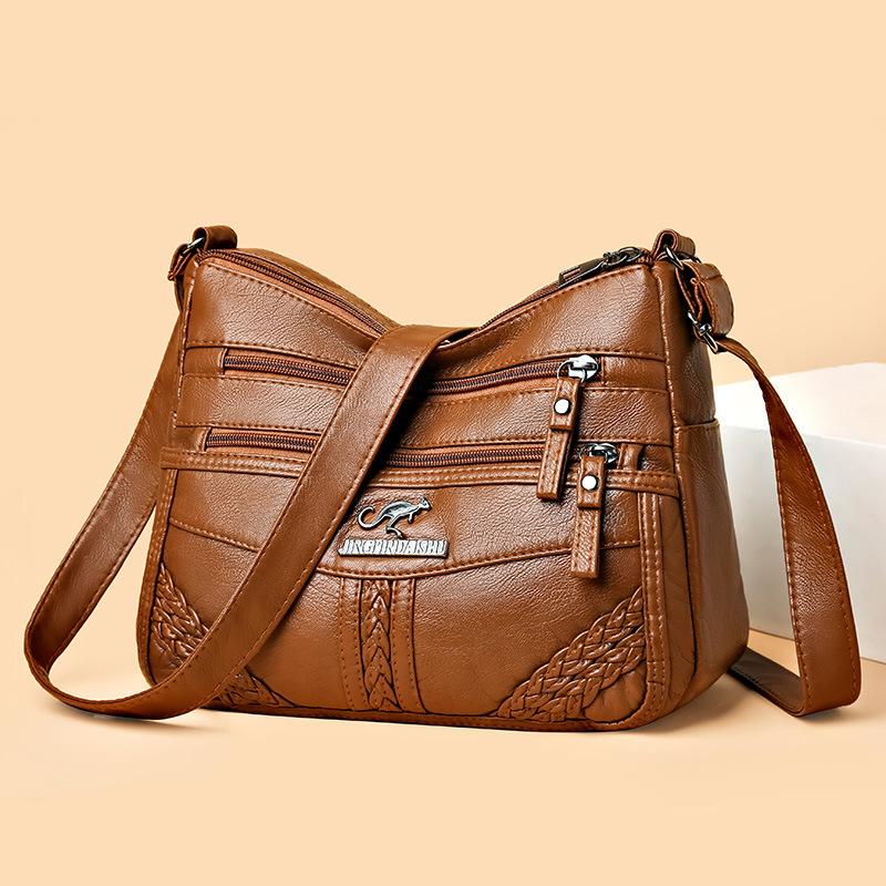 Weiche Leder kleine quadratische Tasche Damen Umhängetasche mittleren Alters Schultertasche Mutter Tasche
