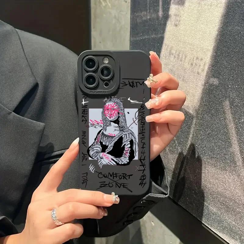 Graffiti Veľké umenie Estetika Dávid Mona Lisa Mäkké puzdro na telefón Pre iPhone 15 14 13 12 11 16 Pro Max XR X XS 7 8 15 Plus SE Kryt