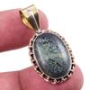 Natural Green Pietersite Gemstone 925 Solid Silver Two Tone Pendant 1.25'' C2S37