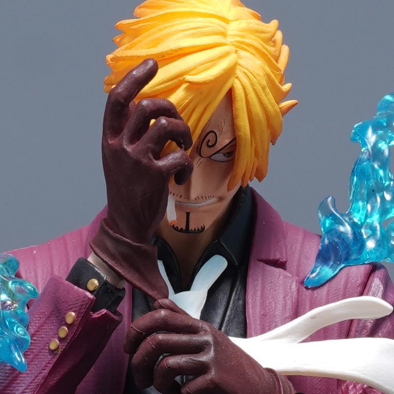 In-Stock Tenhui One Piece Sanji Blue Flame Static Statue Model Anime Collectible Figure Desktop Decoration Gift For Fans PVC Poseable Articulated