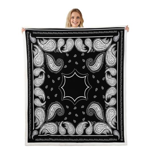 Retro Paisley Pattern Blanket Bohemian Soft Flannel Throw Blanket Decorative Washable Cozy Blanket for Couch Bed Sofa