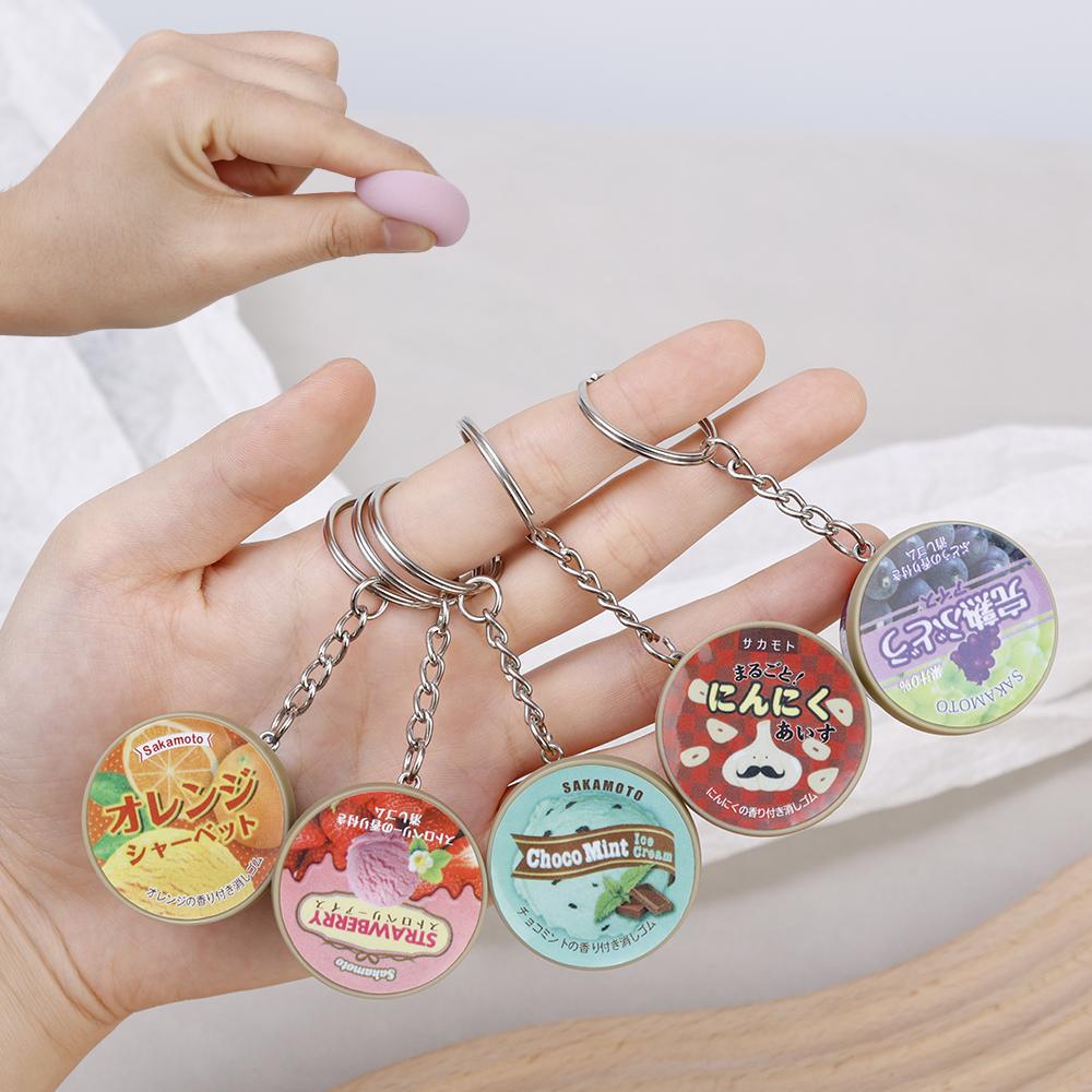 Funny Japanese Miniature Keychain Ice Cream Cone Slow Rebound Pinch Pendant Creative Food Play Flavors Pudding Key Ring Chain