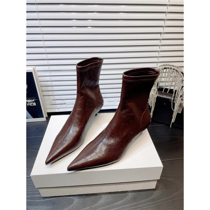 2025 Autumn and Winter New Foreign Style Thin Versatile Sleeve Pointed Tip Thin Heel Ol Commuter Women and Ankle Boots High Heel Short Boots