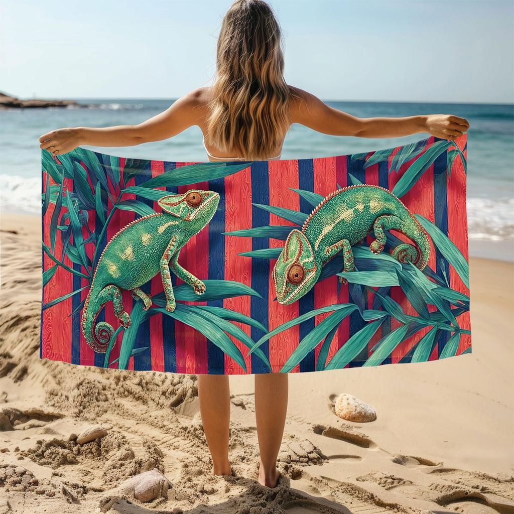 Chameleon Print Towel Sports Quick-Drying Super Absorbent Camping Towel Soft Lightweight Gym Swimming Yoga Beach Towel