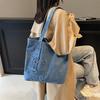 Retro Denim Bag Women'S Large-Capacity Shoulder Portable Shopping Bag Niche Literary Japanese And Korean Casual Versatile Tote Bag