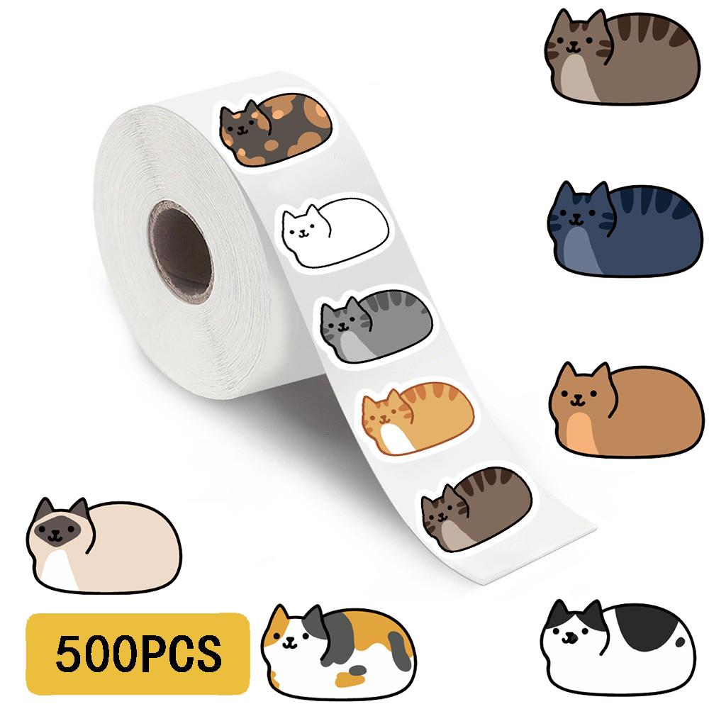 500PCS Cartoon Cat Tuo Roll Stickers Skateboard Laptop Luggage Scrapbook Cool Phone Gift Waterproof Phone Cute Sticker