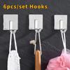 6pcs/set Waterproof Stainless Steel Hooks Wall Mounted Wall Hook Multi-Purpose Key Holder Wall Door