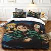 Nezuko 3-teilige Bettbezuggarnitur Dämonentöter Cartoon Bettwäsche-Set Deckenbezug Queen King für Kinder Teenager Schlafzimmer Dekoration