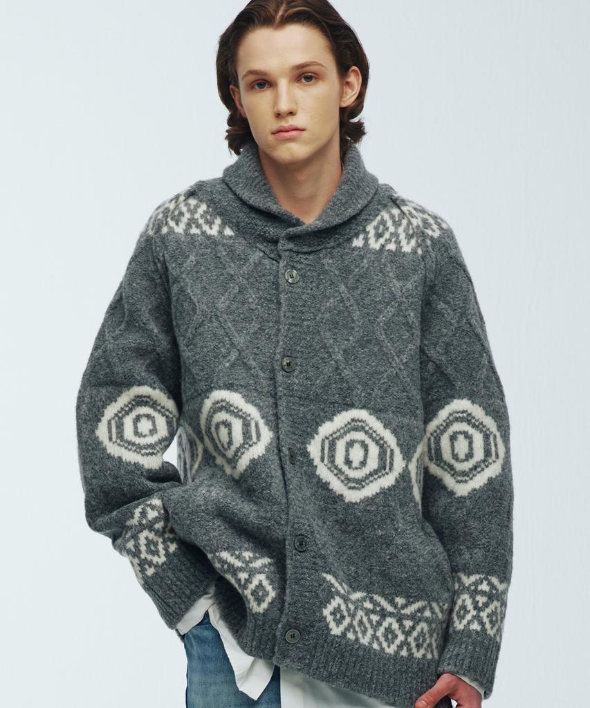 Knitted Bulky Wool Cowichan Jacket Cardigan Grey